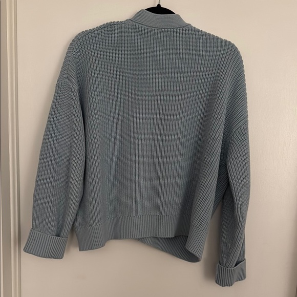 Quince fisherman vneck blue Cardigan Sweater - Picture 4 of 4